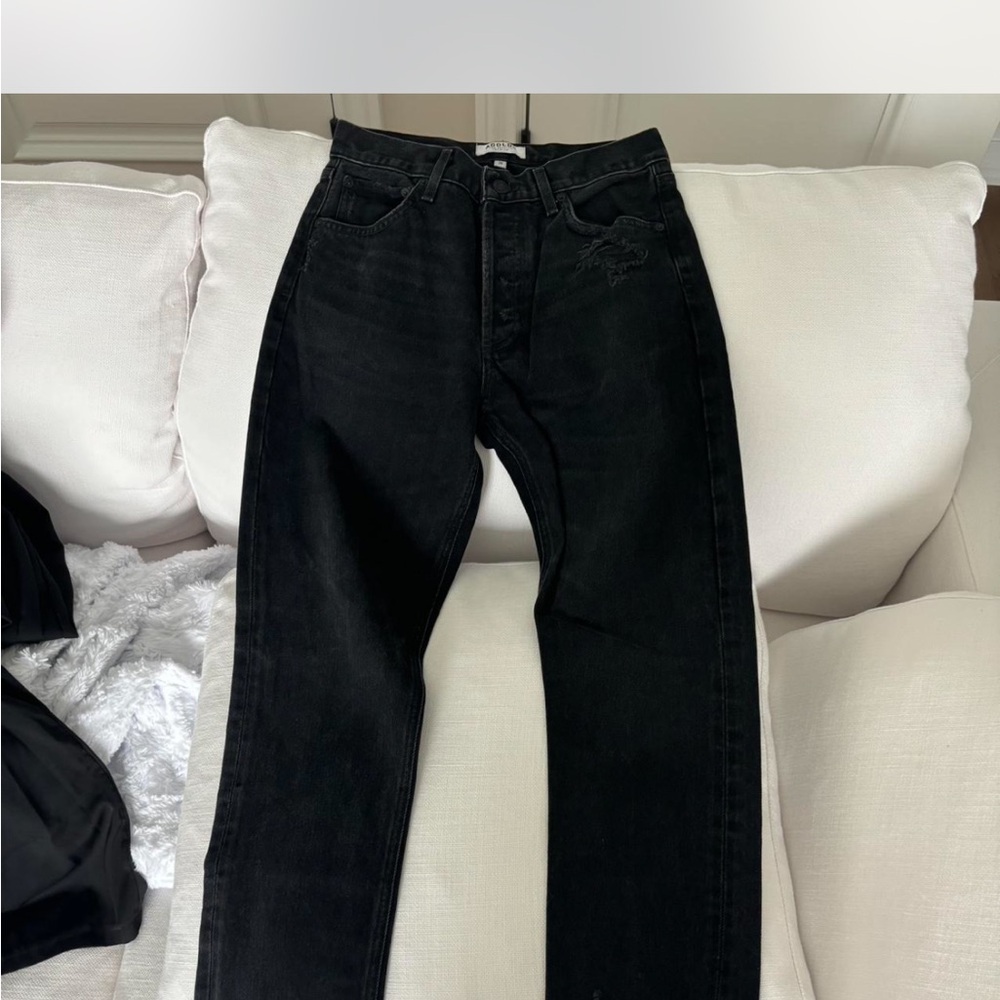 Agolde high rise button fly black jeans